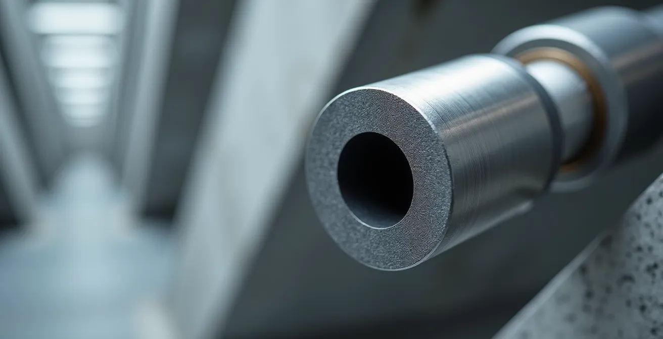 Gros plan sur un système de rupture de pont thermique en métal